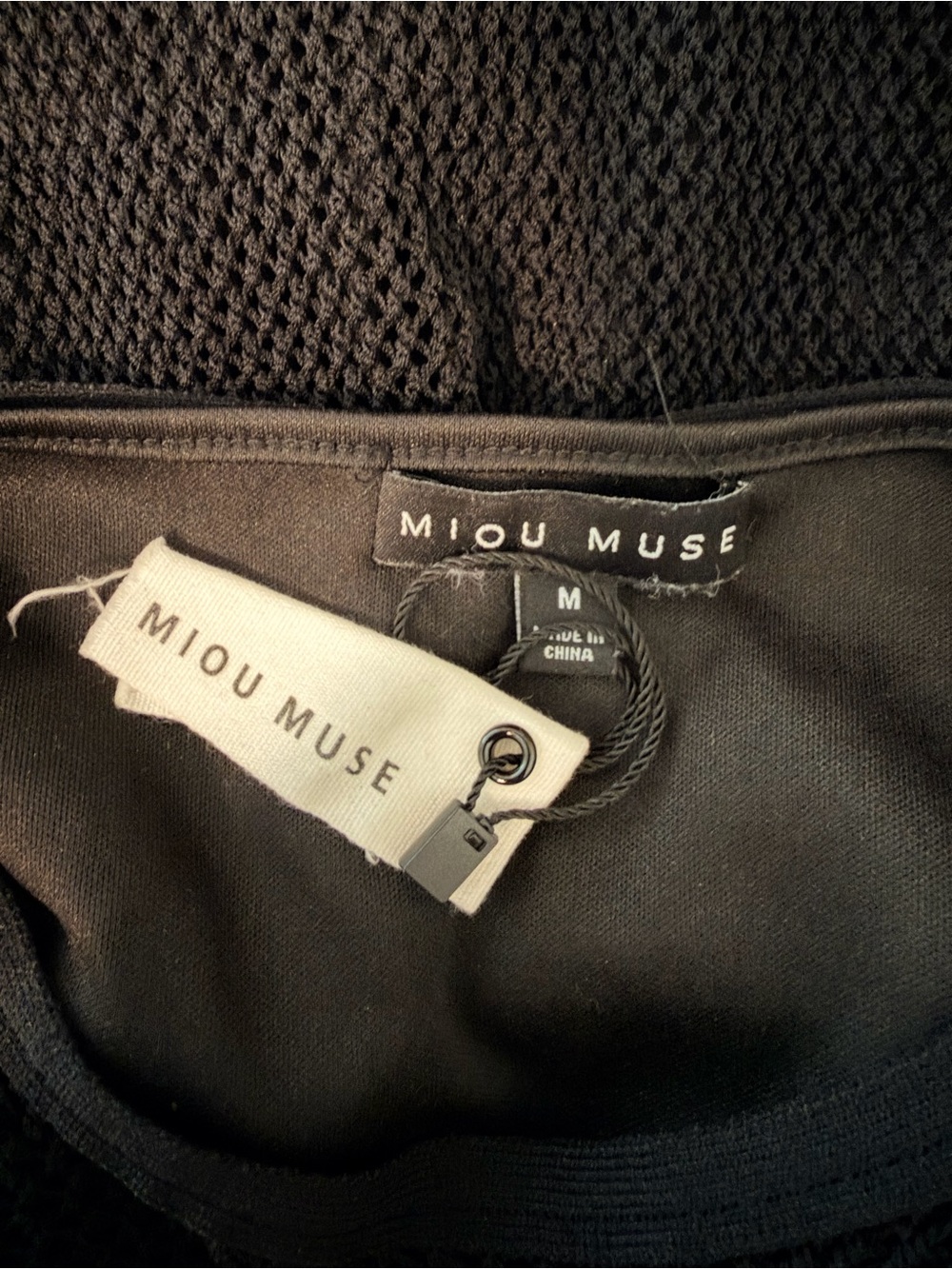 Miou Muse Black Knit Mesh Midi Dress - Women - Picture 4 of 5